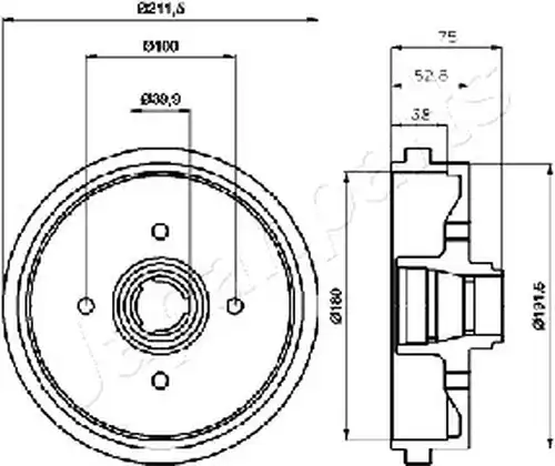 спирачен барабан JAPANPARTS TA-0901