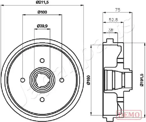 спирачен барабан JAPANPARTS TA-0901C