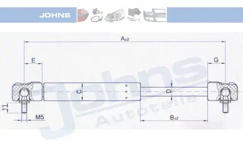 газов амортисьор, багажно/товарно пространство JOHNS 30 16 95-92