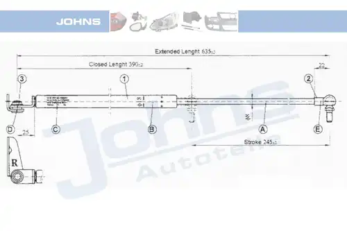 газов амортисьор, багажно/товарно пространство JOHNS 81 53 95-92