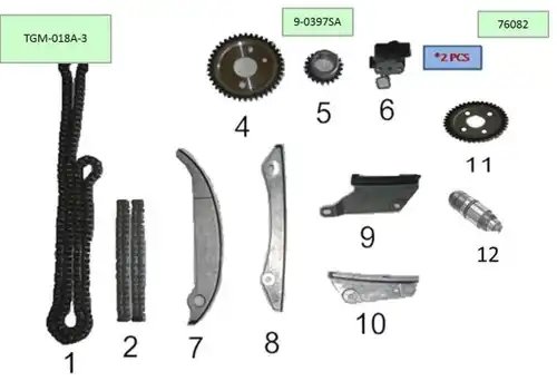 комплект ангренажна верига KM KM-TGM-018A-3