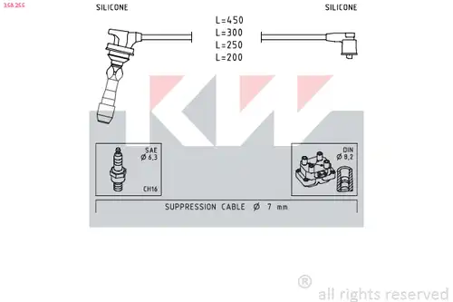 комплект запалителеи кабели KW 358 255