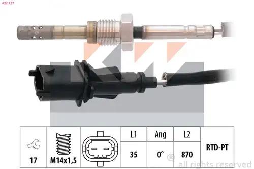 датчик, температура на изгорелите газове KW 422 127