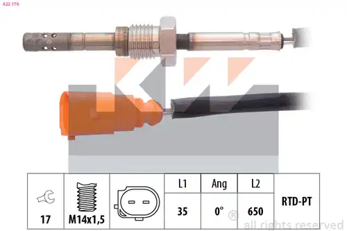 датчик, температура на изгорелите газове KW 422 176