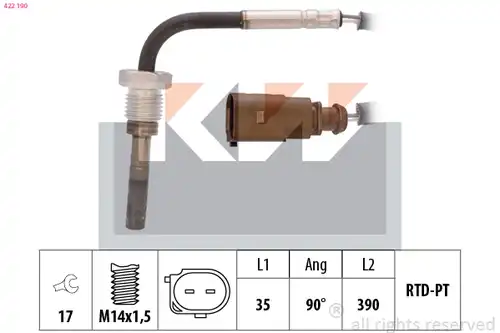 датчик, температура на изгорелите газове KW 422 190