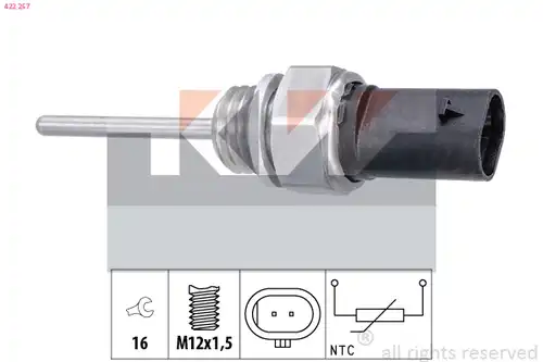 датчик, температура на изгорелите газове KW 422 257