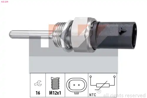 датчик, температура на изгорелите газове KW 422 258