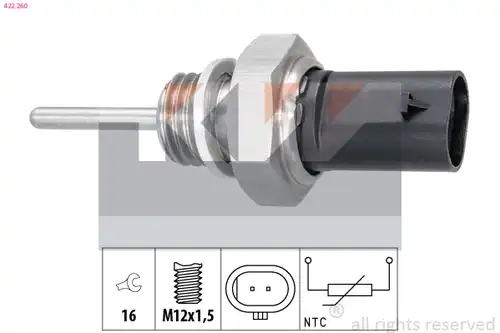 датчик, температура на изгорелите газове KW 422 260