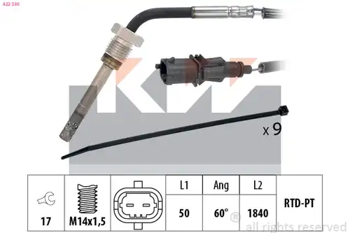 датчик, температура на изгорелите газове KW 422 330