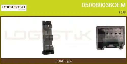 ключ(бутон), стъклоповдигане LGK 050080036OEM