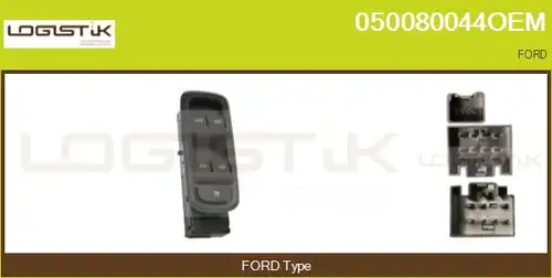 ключ(бутон), стъклоповдигане LGK 050080044OEM