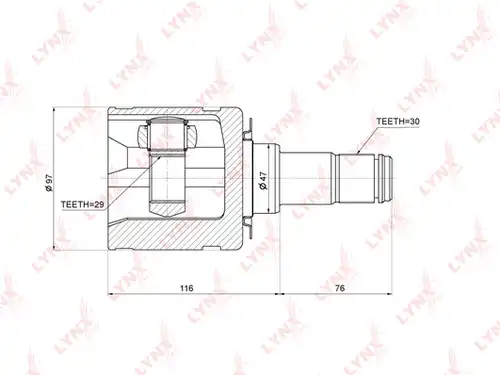 каре комплект, полуоска LYNXauto CI-3727