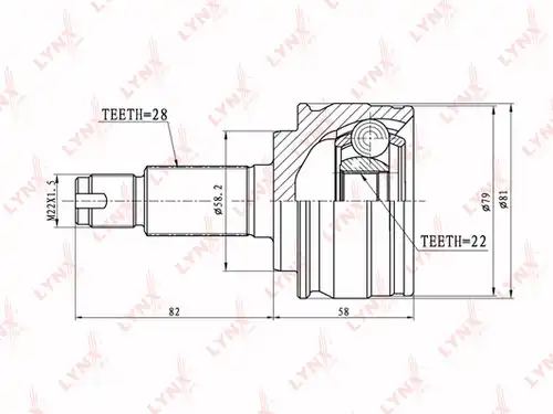 каре комплект, полуоска LYNXauto CO-3645