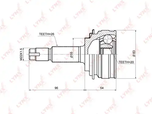 каре комплект, полуоска LYNXauto CO-3684