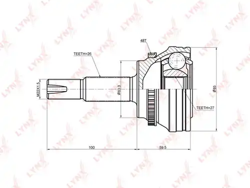 каре комплект, полуоска LYNXauto CO-3691A