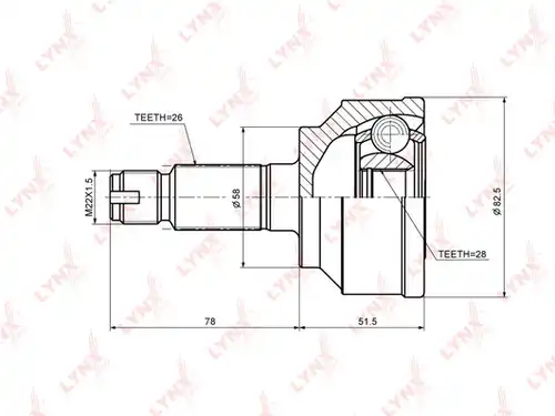 каре комплект, полуоска LYNXauto CO-3693