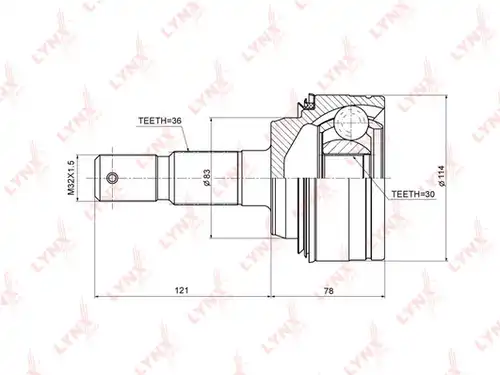 каре комплект, полуоска LYNXauto CO-3709