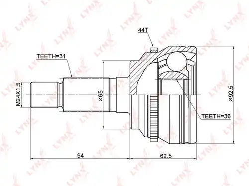 каре комплект, полуоска LYNXauto CO-3770A