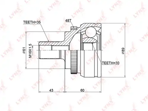 каре комплект, полуоска LYNXauto CO-3772A