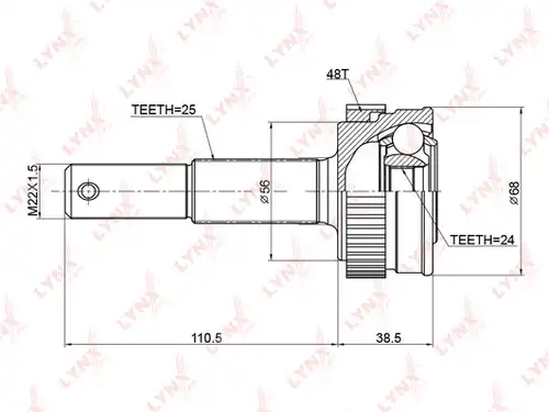 каре комплект, полуоска LYNXauto CO-3775A