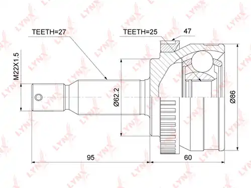 каре комплект, полуоска LYNXauto CO-3784A