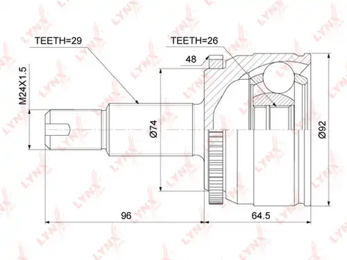 каре комплект, полуоска LYNXauto CO-3835A