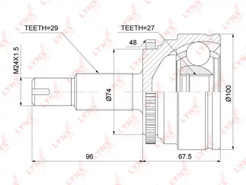 каре комплект, полуоска LYNXauto CO-3836A