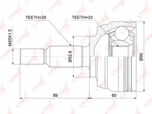 каре комплект, полуоска LYNXauto CO-3845