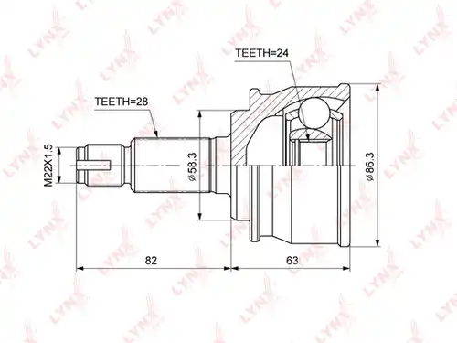 каре комплект, полуоска LYNXauto CO-3869