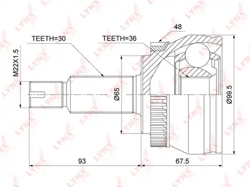 каре комплект, полуоска LYNXauto CO-3885A