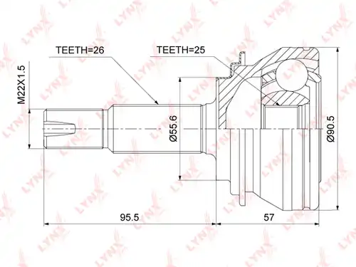 каре комплект, полуоска LYNXauto CO-3907