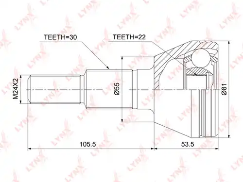 каре комплект, полуоска LYNXauto CO-3910