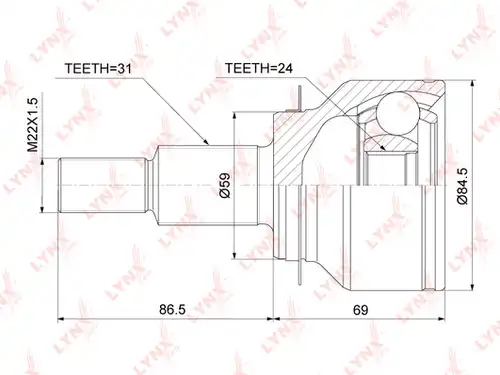 каре комплект, полуоска LYNXauto CO-3918