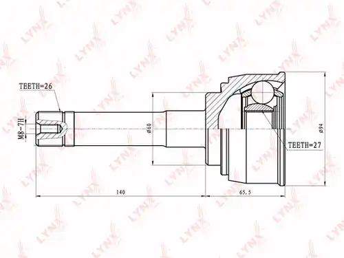 каре комплект, полуоска LYNXauto CO-7533