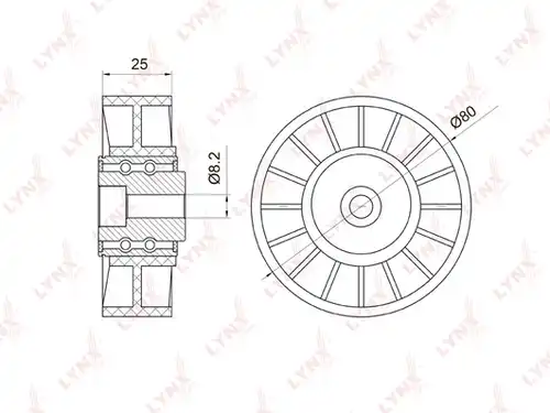 обтящна ролка, пистов ремък LYNXauto PB-5008