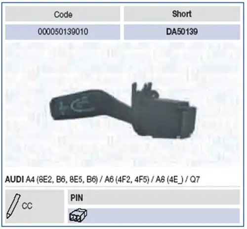 превключвател на кормилната колона MAGNETI MARELLI 000050139010