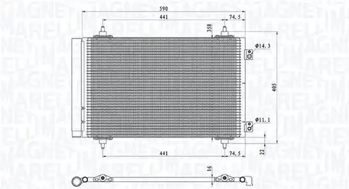 кондензатор, климатизация MAGNETI MARELLI 350203710000