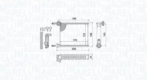 топлообменник, отопление на вътрешното пространство MAGNETI MARELLI 350218459000