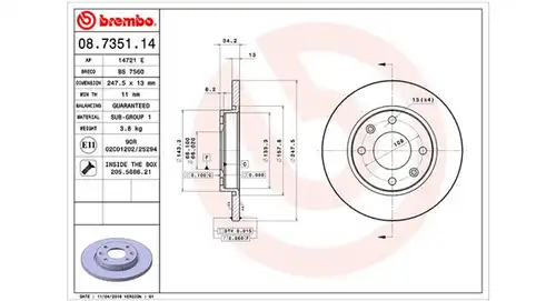 спирачен диск MAGNETI MARELLI 360406040800