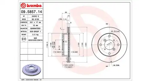 спирачен диск MAGNETI MARELLI 360406046000