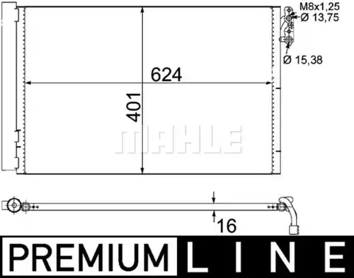 кондензатор, климатизация MAHLE AC 413 000P