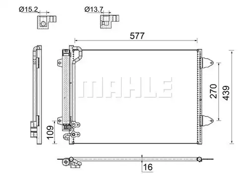 кондензатор, климатизация MAHLE AC 666 000S