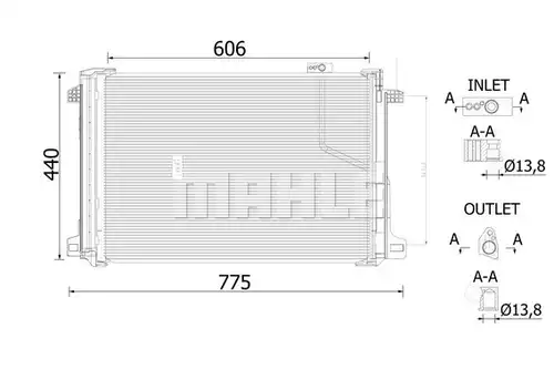 кондензатор, климатизация MAHLE AC 786 000S