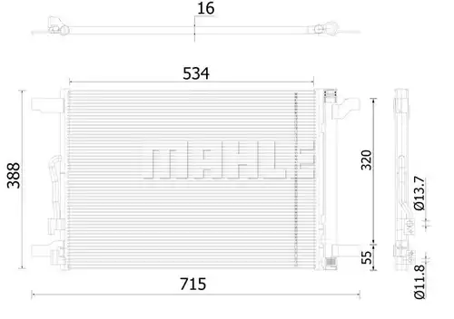 кондензатор, климатизация MAHLE AC 915 000S