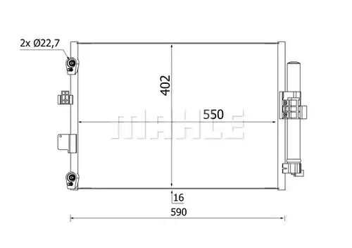 кондензатор, климатизация MAHLE AC 960 000S