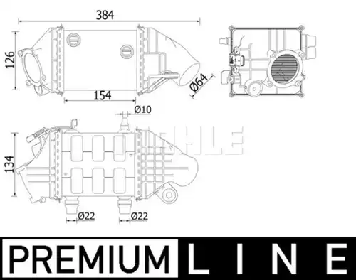 интеркулер (охладител за въздуха на турбината) MAHLE CI 226 000P