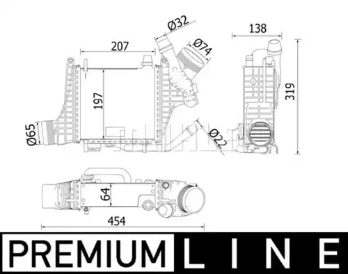 интеркулер (охладител за въздуха на турбината) MAHLE CI 541 000P