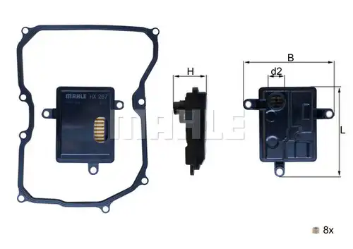 хидравличен филтър, автоматична предавателна кутия MAHLE HX 267D