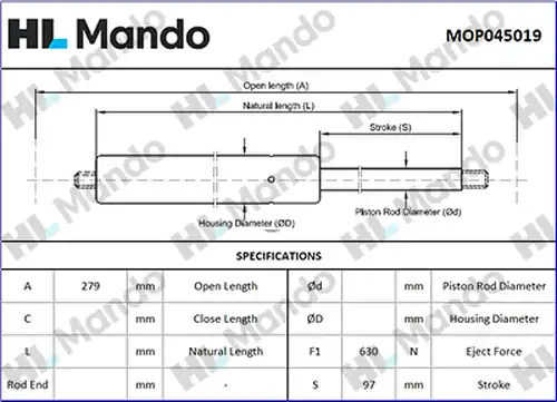 газов амортисьор, багажно/товарно пространство MANDO MOP045019