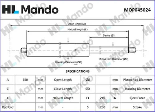 газов амортисьор, багажно/товарно пространство MANDO MOP045024